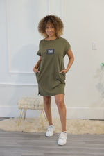 Tagged TShirt Dress - Olive (T110)